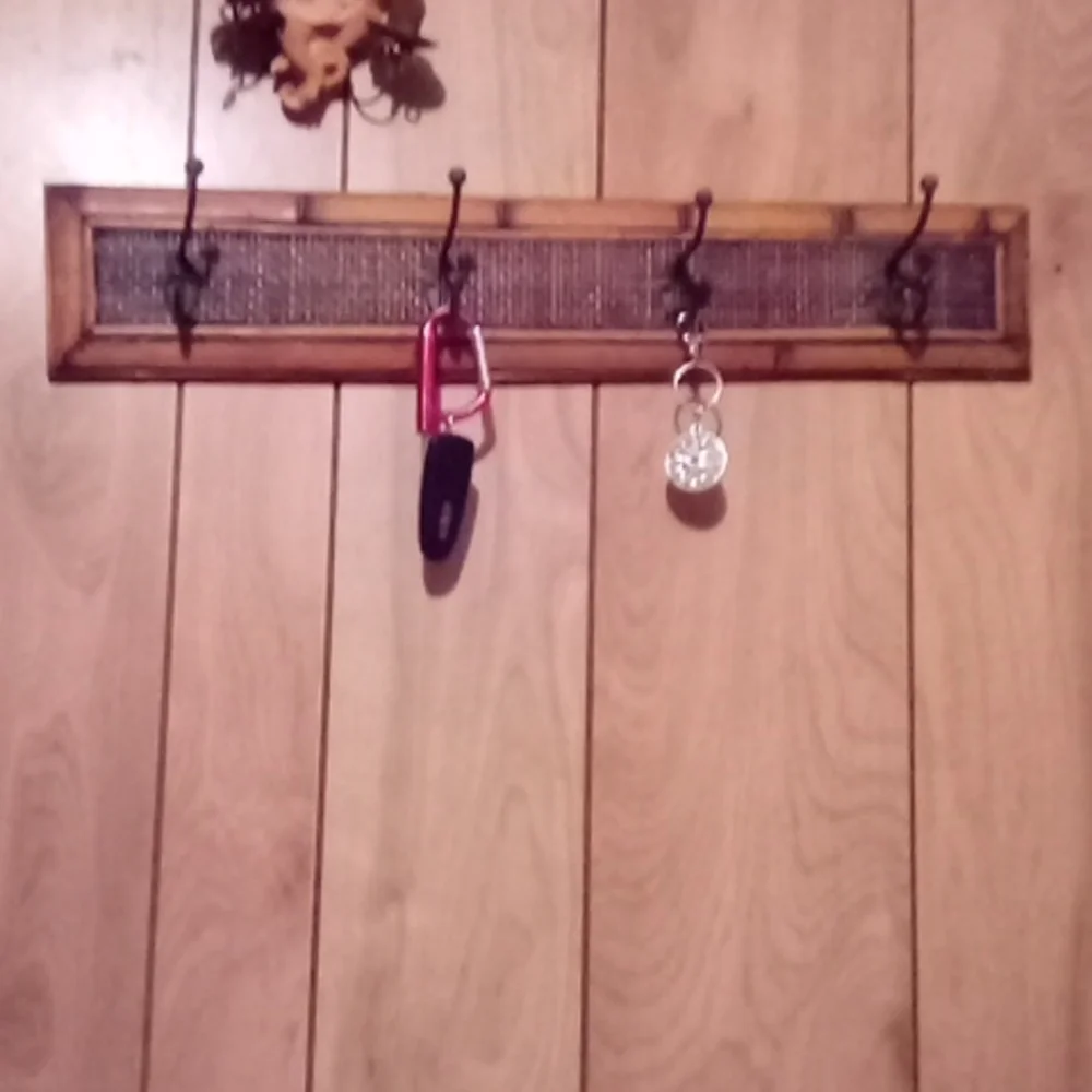 Long Vintage bamboo and wrought iron Wall 4 hooks
